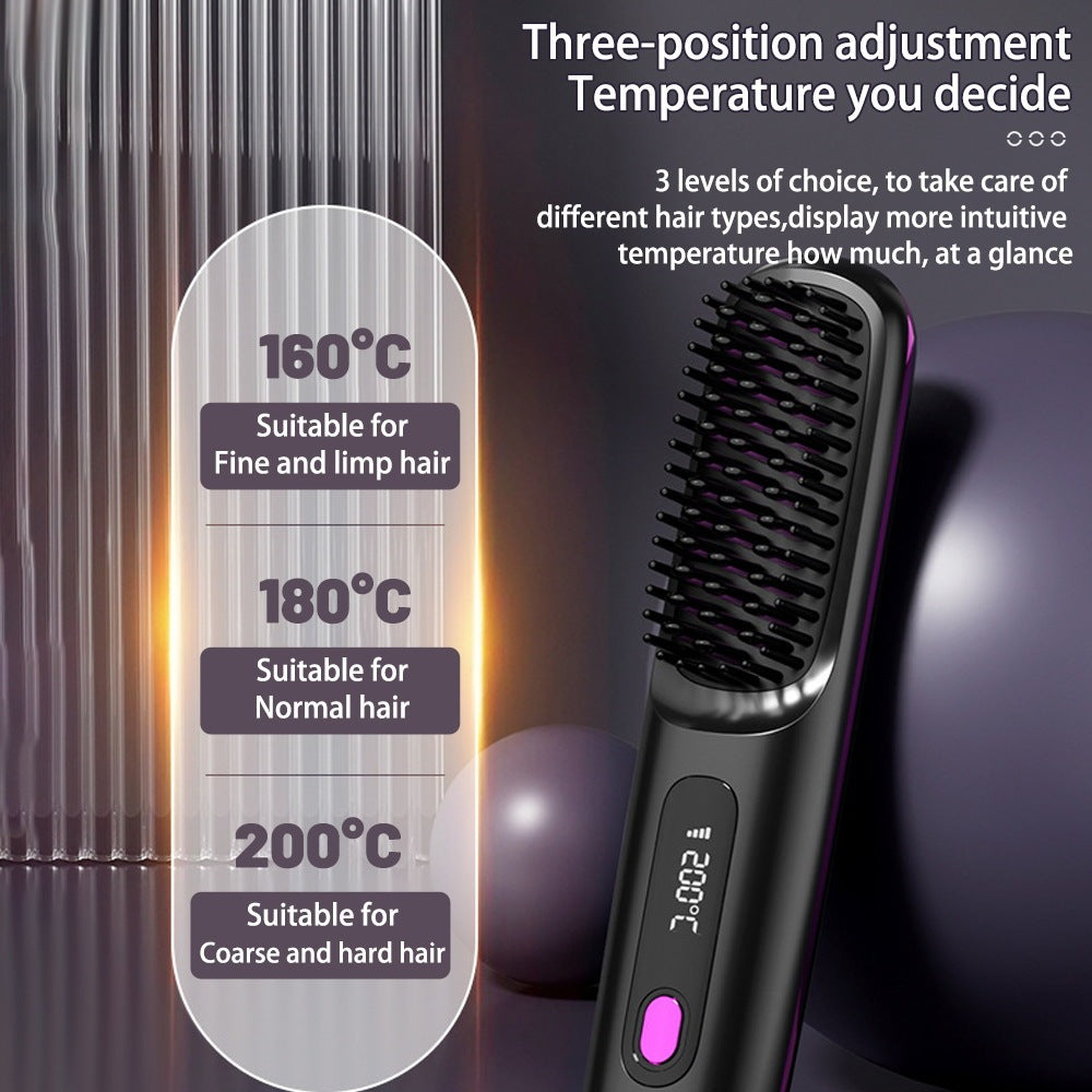 2 In 1 Straight Hair Comb Wireless Hair Straightener Brush Hair Fast